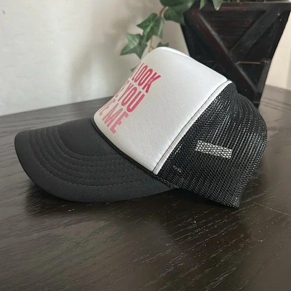 You look like you love me Trucker Hat Country Music Song Theme Pink Black White - Picture 5 of 14